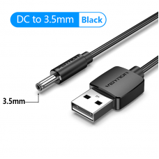 Кабель USB-DC3.5mm Vention PVC 5V 2A 1.5m Black (CEXBG)