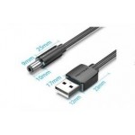 Кабель USB-DC5.5mm Vention PVC 5V 3A 0.5m Black (CEYBD)