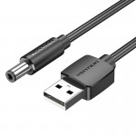 Кабель USB-DC5.5mm Vention PVC 5V 3A 0.5m Black (CEYBD)