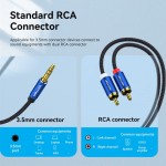 Кабель Vention 3.5мм-2RCA TPE Cotton Braided 1.5m gold-plated Blue (BCPLG)