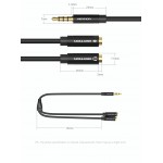 Кабель Audio 3.5мм-3.5мм Vention 4pin 2xF/M TPE headset+earphone 0.3m Black (BBVBY)