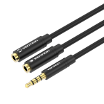 Кабель Audio 3.5мм-3.5мм Vention 4pin 2xF/M TPE headset+earphone 0.3m Black (BBVBY)