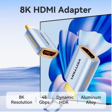 Адаптер DisplayPort-HDMI DP 1.4 HDMI 2.1 Vention M/F Aluminum Alloy 8K 60Hz 4K 120Hz 2K 144Hz 48Gbps Blue (HFMH0)