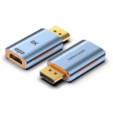 Адаптер DisplayPort-HDMI DP 1.4 HDMI 2.1 Vention M/F Aluminum Alloy 8K 60Hz 4K 120Hz 2K 144Hz 48Gbps Blue (HFMH0)