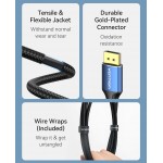 Кабель miniDisplayPort-DisplayPort 1.4 Vention 8K 60Hz 4K 144Hz 2K 165Hz 1080P 240Hz 1.5m Cotton Braided Aluminum Alloy Blue (HCFLG)