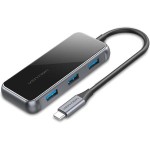 USB HUB Vention 5 в 1 Type-C-HDMI-USB-PD 3USB 3.0 4K 60Hz 87W 0.15m Black (TFBHB)