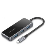 USB HUB Vention 6 в 1 Type-C-HDMI-RJ45-USB-PD 3USB 3.0 1Type-C 87W 4K 30Hz 0.15m Black (TFFHB)