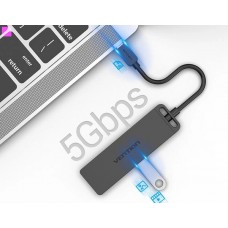 USB HUB Vention 4 в 1 Type-C-USB-MicroUSB 4USB 3.0 5Gbps 0.15m Black (TGKBB)