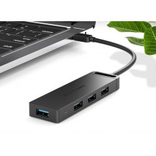 USB HUB Vention 4 в 1 Type-C-USB-MicroUSB 4USB 3.0 5Gbps 0.15m Black (TGKBB)