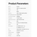 Кабель Type-C-Lightning Vention TPE PVC Mfi C94 PD 30W 3A 480Mbps 2m White (LAKWH)
