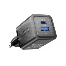 Адаптер сетевой 1USB 1Type-C Vention (C+A) GaN III PD 30W QC3.0 3A Black (FEQB0-EU)