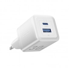 Адаптер сетевой 1USB 1Type-C Vention (C+A) GaN III PD 30W QC3.0 3A White (FEQW0-EU)