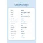 Кабель Type-C-Type-C Vention TPE PVC Round PD 60W 3A 480Mbps 2m Blue (TRCSH)