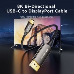 Кабель Type-C-DisplayPort v1.4 Vention Cotton 8K 60Hz 4K 144Hz 0.5m Black (CRFBD)