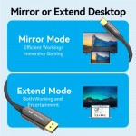 Кабель Type-C-DisplayPort v1.4 Vention Cotton 8K 60Hz 4K 144Hz 0.5m Black (CRFBD)