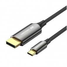 Кабель Type-C-DisplayPort v1.4 Vention Cotton 8K 60Hz 4K 144Hz 2k 240Hz 1080P 360Hz 32.4Gbps 10Bit HDCP 2.3 0.5m Black (CRFBD)