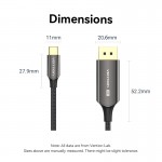 Кабель Type-C-DisplayPort v1.4 Vention Cotton 8K 60Hz 4K 144Hz 2m Black (CRFBH)
