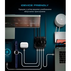 Сетевое зарядное устройство ArmorStandart Resolute Power ARP-544 PD 100W GaN 4Type-C 4USB 5A 2m Black (ARM73177)