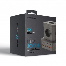 Сетевое зарядное устройство ArmorStandart Resolute Power ARP-544 PD 100W GaN 4Type-C 4USB 5A 2m Black (ARM73177)