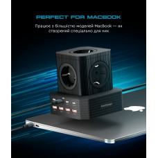 Сетевое зарядное устройство ArmorStandart Resolute Power ARP-544 PD 100W GaN 4Type-C 4USB 5A 2m Black (ARM73177)