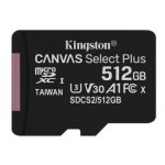 Карта памяти MicroSDXC 512GB UHS-I/U3 Class 10 Kingston Canvas Select Plus R100/W85MB/s (SDCS2/512GBSP)