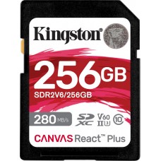 Карта памяти SDHC 256GB UHS-II/U3 Class 10 Kingston Canvas React Plus V60 SD R280/W150MB/s (SDR2V6/256GB)