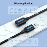 Удлинитель USB-USB 3.0 Vention F/M PVC Round 5Gbps 5m Black (CBHBJ)