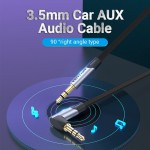 Кабель Audio Aux 3.5мм-3.5мм Vention M/M 90° Degrees Flat TPE gold-plated 1.5m Black (BANHG)