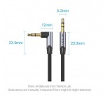 Кабель Audio Aux 3.5мм-3.5мм Vention M/M 90° Degrees Flat TPE gold-plated 1.5m Black (BANHG)