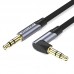 Кабель Audio Aux 3.5мм-3.5мм Vention M/M 90° Degrees Flat TPE gold-plated 1.5m Black (BANHG)