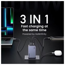 Сетевое зарядное устройство Ugreen X757 GaN 1USB 2Type-C PD 100W 3A Nexode Pro Gray (25874)