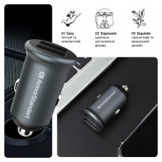 Автомобильное зарядное устройство ArmorStandart 2USB 36W 2.4A QC3.0 Grey + кабель USB-Lightning (ARM82458)