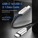 Кабель Type-C-Type-C 3.1 Vention TPE Nylon Thunderbolt 3 4K 60Hz PD 60W 3A 5Gbps nickel-plated 2m Grey (TAAHH)