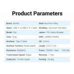 Кабель Type-C-Type-C 3.1 Vention TPE Nylon Thunderbolt 3 4K 60Hz PD 60W 3A 5Gbps nickel-plated 2m Grey (TAAHH)