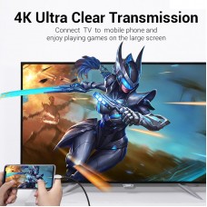 Кабель Type-C-Type-C 3.1 Vention TPE Nylon Thunderbolt 3 4K 60Hz PD 60W 3A 5Gbps nickel-plated 2m Grey (TAAHH)