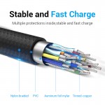 Кабель Type-C-Type-C 3.1 Vention TPE Nylon Thunderbolt 3 4K 60Hz PD 60W 3A 5Gbps nickel-plated 2m Grey (TAAHH)