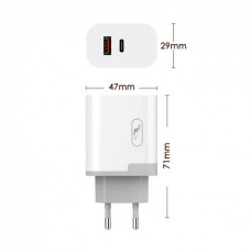 Сетевое зарядное устройство SkyDolphin SC17 PD+QC3.0 1USB 1Type-C 3A White (SDMZP-000110)
