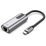 Адаптер Vention USB3.1 Type-C-RJ45 Ethernet 10/100/1000Mbps Gigabit Aluminum 0.15m Grey (CFNHB)