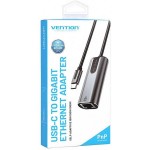 Адаптер Vention USB3.1 Type-C-RJ45 Ethernet 10/100/1000Mbps Gigabit Aluminum 0.15m Grey (CFNHB)