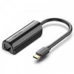 Адаптер Vention USB3.1 Type-C-RJ45 Ethernet 10/100/1000Mbps Gigabit PVC 0.15m Black (CFBBB)