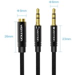 Кабель Audio 3.5мм-3.5мм Vention 2xM/F TPE Fabric 0.6m Black (BBTBAB)