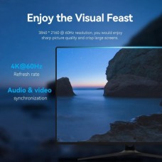 Кабель Vention DisplayPort-DisplayPort v1.2 4K 60Hz 2K 144Hz 1080P 240Hz 21.6Gbps PVC 1m Black (HAKBF)