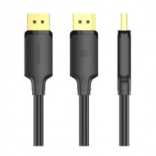 Кабель Vention DisplayPort-DisplayPort v1.2 4K 60Hz 2K 144Hz 1080P 240Hz 21.6Gbps PVC 1m Black (HAKBF)