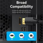 Кабель Vention DisplayPort-DisplayPort v1.2 4K 60Hz 2K 144Hz 1080P 240Hz 21.6Gbps PVC 2m Black (HAKBH)