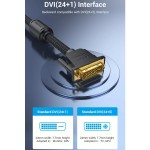 Кабель Vention DVI-D-DVI-D (24+1) Cotton Braided 2K 60Hz Dual Linik gold-plated 3m Black (EAEBI)