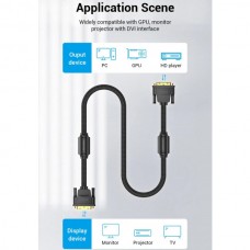 Кабель Vention DVI-D-DVI-D (24+1) Cotton Braided 2K 60Hz Dual Linik gold-plated 3m Black (EAEBI)