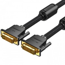 Кабель Vention DVI-D-DVI-D (24+1) Cotton Braided 2K 60Hz Dual Linik gold-plated 3m Black (EAEBI)