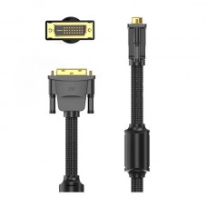 Кабель Vention DVI-D-DVI-D (24+1) Cotton Braided 2K 60Hz Dual Linik gold-plated 3m Black (EAEBI)
