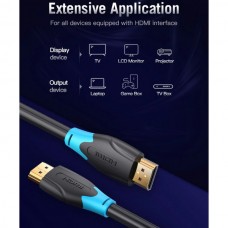 Кабель Vention HDMI-HDMI v2.0 4K 60Hz 18Gbps PVC Round gold-plated 8m Black (AACBK)