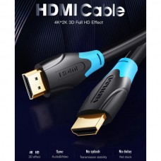 Кабель Vention HDMI-HDMI v2.0 4K 60Hz 18Gbps PVC Round gold-plated 8m Black (AACBK)